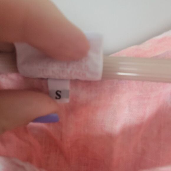 STAMP Pink Linen Sleeveless Abstract Floral Tank  Blouse Small - Picture 3 of 4